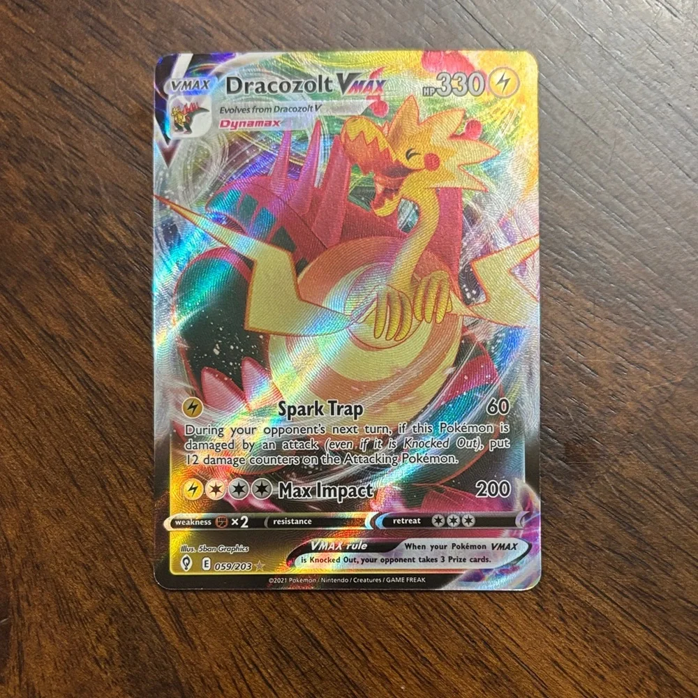 Pokemon Dracozolt VMAX Trading Card - Red and Yellow - Picture 1 of 2